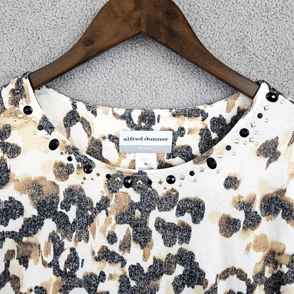 NWT Alfred Dunner Petite Leopard Print Top Sleeve PL 28CT - Picture 6 of 7